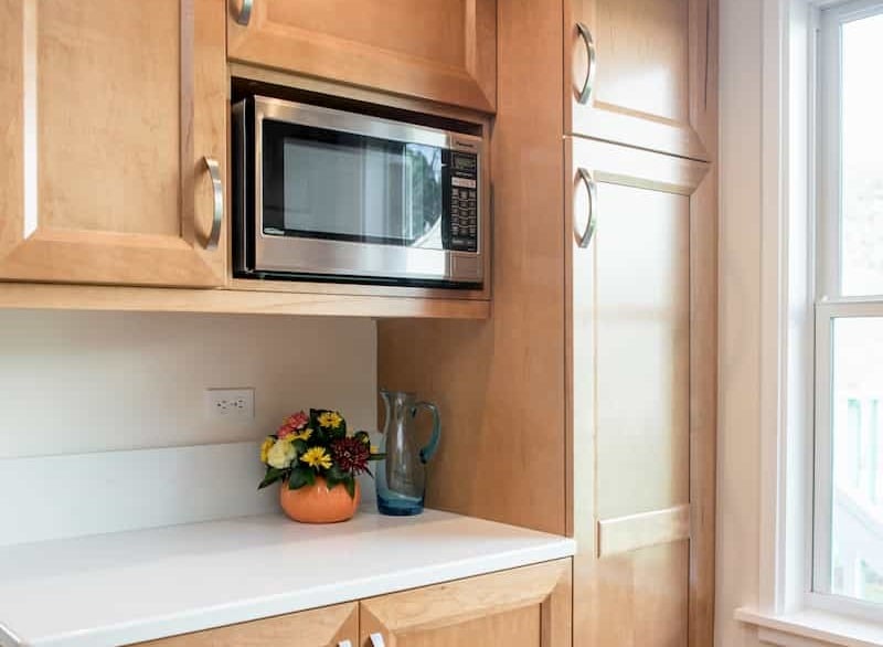 kitchen design with microwave in cabinet